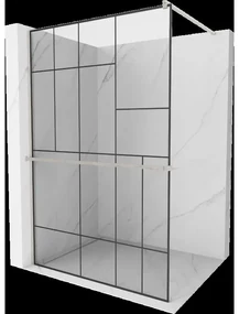 Mexen Kioto+ sprchová stena s poličkou Walk-in 140 x 200 cm, čierny vzor, brúsený nikl - 800-140-121-97-78