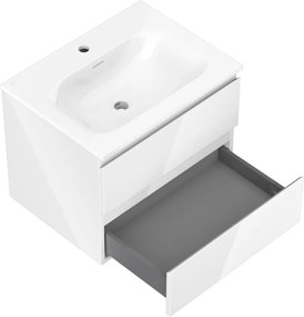 Mexen Orio, kúpeľňová skrinka 60 cm s umývadlom Vela, 2 zásuvky, biela lesklá, 91A10-06047-2-BFF00-W23M00