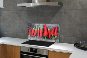 Sklenený obklad do kuchyne červené papričky 125x50 cm