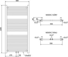 Mexen Mars, elektrické vykurovacie teleso 1200 x 600 mm, 600 W, čierna, W110-1200-600-6600-70