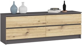 Komoda Kurtinaitis 4SZ (sivý grafit + dub artisan). Akcia -18%. Vlastná spoľahlivá doprava až k Vám domov. 1128699