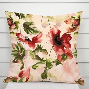 Biante Zamatová obliečka na vankúš Tamara TMR-051 Abstraktné červené kvety na žltobéžovom 50 x 70 cm