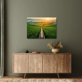 Sklenený obraz - Východ slnka nad údolím (70x50 cm)