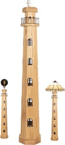 Rustikal stojaca lampa drevená MAJÁK BEIGE 140cm, 4,9KG