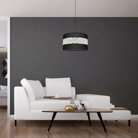 Luster na lanku HELEN 1xE27/15W/230V pr. 35 cm čierna/zlatá