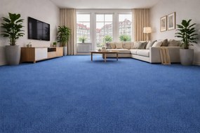 Metrážny koberec Bingo 3R32 tmavomodrý, na mieru, šíře 4m, modrá, filc, chodba / predsieň, Vorwerk