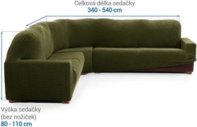 Super strečové poťahy NIAGARA zelená rohová sedačka (š. 340 - 540 cm)