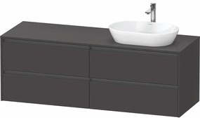 DURAVIT Ketho 2 závesná skrinka pod umývadlo na dosku (umývadlo vpravo), 4 zásuvky, 1600 x 550 x 568 mm, grafit super matná, K24899R80800000