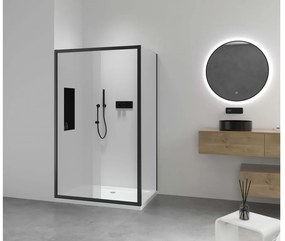 Cerano Varone, sprchovací kút s posuvnými dverami 120(dvere) x 100 (stena) x 195 cm, 6mm číre sklo, čierny profil, CER-CER-DY505B-120100