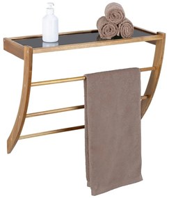 Tmavo prírodný nástenný drevený držiak na uteráky Fondi – Wenko
