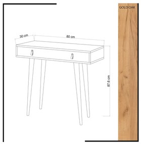 Konzolový stolík Dokka 80 cm hnedý/biely