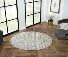 My Flair, Kusový koberec My Nomady CA60054 creme kruh, 120x120 (priemer) kruh, béžová, chodba / predsieň