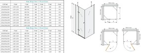 Mexen Roma, sprchovací kút 120 (dvere) x 60 (stena) cm, 6mm šedé sklo, chrómový profil, 854-120-060-01-40