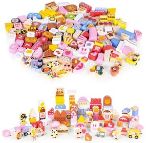 Vzdelávacia sada drevených kociek - Candy town 116 el. ECOTOYS