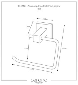 CERANO - Nástenný držiak toaletného papiera Polo - čierna matná, CER-CER-479557