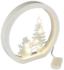 Vianočná LED dekorácia Snehuliak, pr. 15 cm, teplá biela