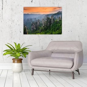 Sklenený obraz - Národný lesný park Zhangjiajie (70x50 cm)