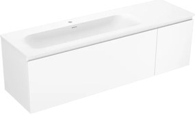 Mexen Orio, kúpeľňová skrinka 160 cm s umývadlom Vela vľavo, 1S, 1D, biela matná, 91A13-16047-3-BBFF01-W23L01