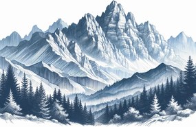 Fototapeta - Skica skalnatých hôr (147x102 cm)
