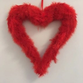DECOLED Srdce z peria, 37 cm, červené