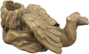 Bronzovo - hnědý antik květináč Anděl s křídly - 37*20*18 cm