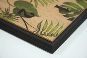 Štvorcové drevené hodiny 30 cm - monstera