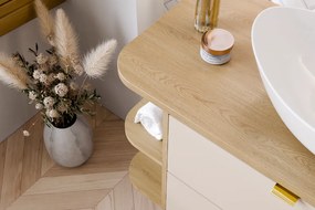 Comad Kúpeľňová skrinka s doskovými umývadlami set Aster White 100 biela/dub cremona