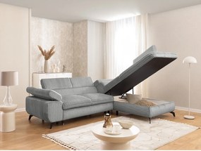 Svetlosivá menčestrová rohová pohovka (pravý roh/do L) Marbeya – Ropez