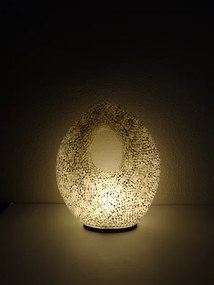 Stolná lampa biela , ART OVAL, 50 cm, ručná práca