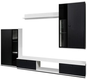 Obývacia stena do obývacej izby Kaja z lamelami - čierny / biela