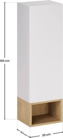 Závesná kúpeľňová skrinka Aster 30 cm dub cremona/biela