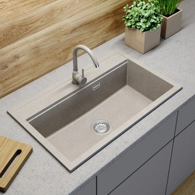 Gamma Advance, 1-komorový granitový drez 805x505x210 mm, béžová, GMA-ZLE000116