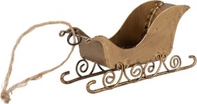 Zlatá antik vianočná ozdoba retro kovové sanel - 19*4*5 cm