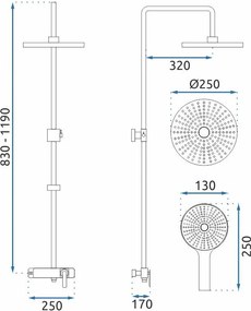Rea Rebel, sprchový-vaňový set s dažďovou a ručnou sprchovou hlavicou, chrómová, REA-P2415