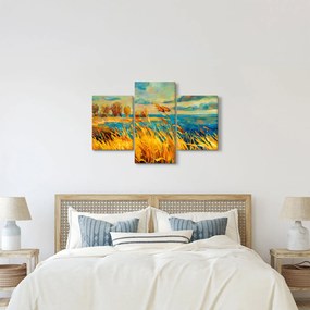 Obraz - Západajúce slnko nad jazerom, akrylová maľba (90x60 cm)
