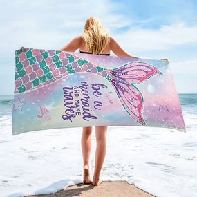 Rýchloschnúca plážová osuška BE A MERMAID 70 x 150 cm farebná, 100% mikrovlákno