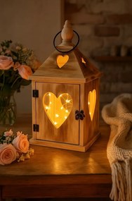 Súprava drevených lampášov Srdce, 2 ks