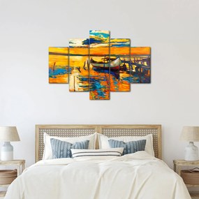 Obraz - Loďka pri západe slnka (150x105 cm)