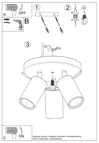 Sollux SL.1016 - Bodové svietidlo RING 3xGU10/10W/230V čierna