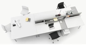 PLAN Výškovo nastaviteľný stôl SINGLE LAYERS, 160x80 cm, 2 motory, s prepážkami, biela/sivá