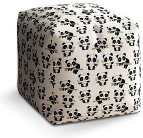 Taburet Cube pandy s vetvičkou, biela / čierna