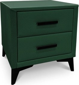 Nočný stolík s 2 zásuvkami Joy, tmavo zelená látka