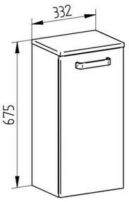 Mereo, Leny, kúpeľňová skrinka nízka 33x25x68 cm, závesná, biela, ľavá, MER-CN812