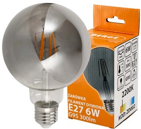 BERGE LED žiarovka G95 - E27 - 6W - FILAMENT - dymová - teplá biela