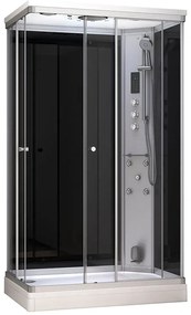 M-SPA - Čierná sprchová kabína s hydromasážou a parnou saunou 120 x 80 x 217 cm
