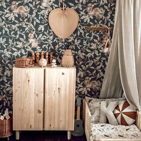 Tapeta králiky tmavo modrá 280x100 cm