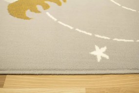 Detský koberec Kids 534547/89945 Mouse, sivý/horčicový, vesmír