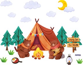 PIPPER. Medvede na stanovačke - textilná nálepka na stenu