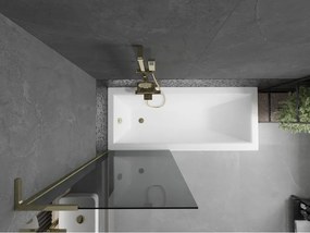 Mexen Next L, 1-krídlová vaňová zástena 70 x 150 cm, 6mm šedé sklo, zlatý lesklý profil, 895-070-000-03-40-50