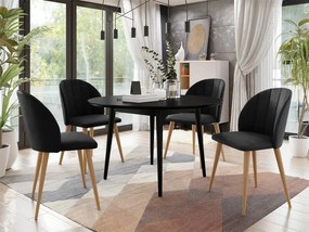 Okrúhly stôl Botiler FI 120 so 4 stoličkami ST100 04, Farby: natura, Farby: čierny, Potah: Magic Velvet 2219 Mirjan24 5903211162480